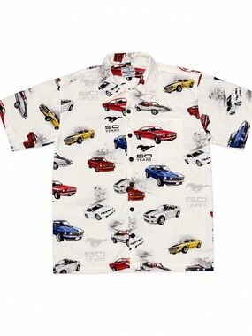 David Carey Ford Mustang 50 Years Camp Shirt Men’s L Cars Official Licensed